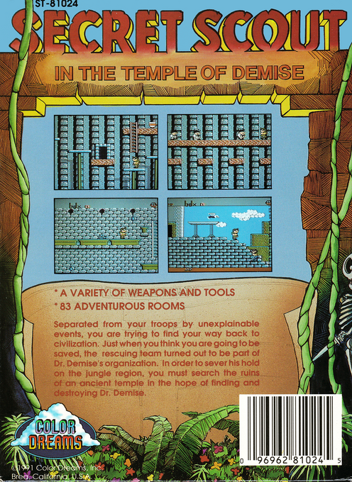 Secret Scout in the Temple of Demise (Homebrew) — Box back